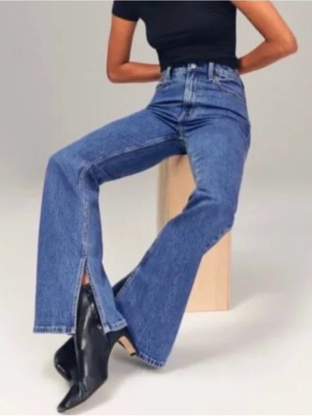 Abercrombie & Fitch The Vintage Flare High Rise Jeans Side Slits Size 26/2 Long